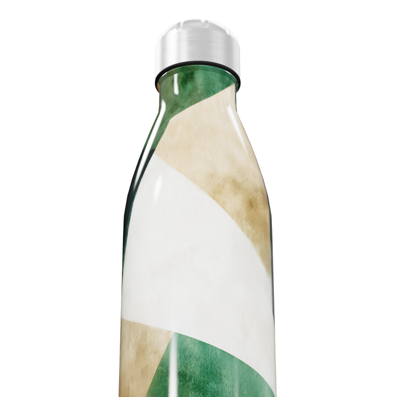 Garrafa Inox Verde e Bege Abstrata