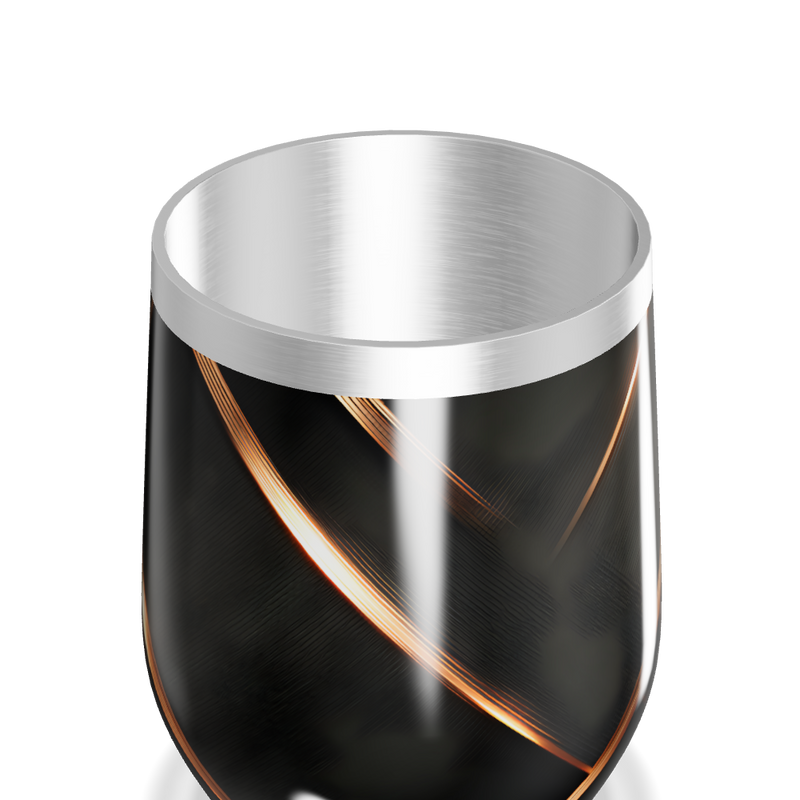 Copo Térmico Slim - Preto com Linhas Douradas