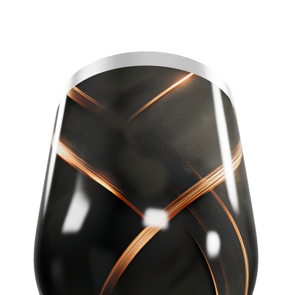 Copo Térmico Slim - Preto com Linhas Douradas