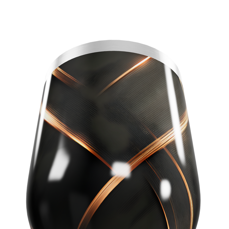 Copo Térmico Slim - Preto com Linhas Douradas