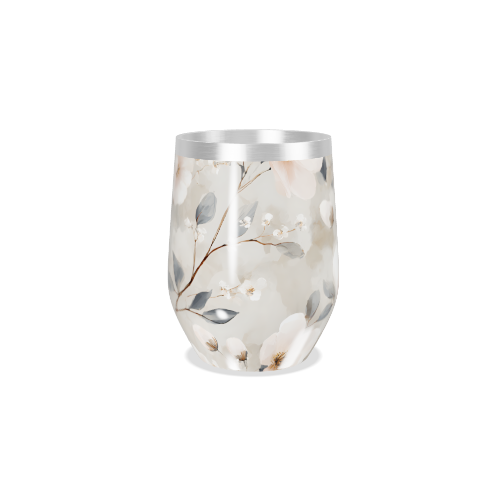 Copo Térmico Slim - Floral Bege Inox