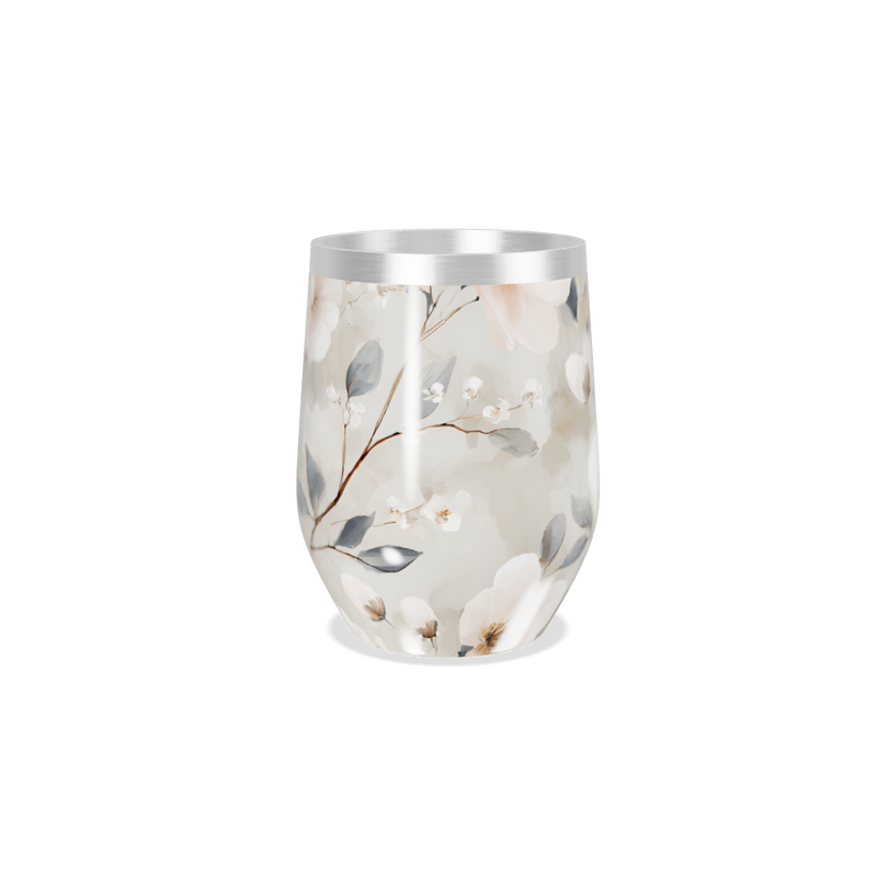 Copo Térmico Slim - Floral Bege Inox