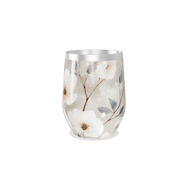 Copo Térmico Slim - Floral Bege Inox