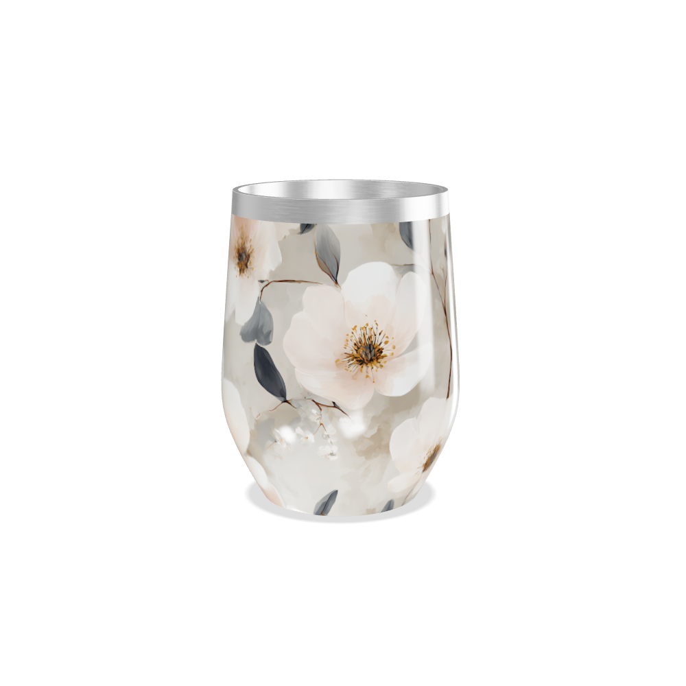 Copo Térmico Slim - Floral Bege Inox