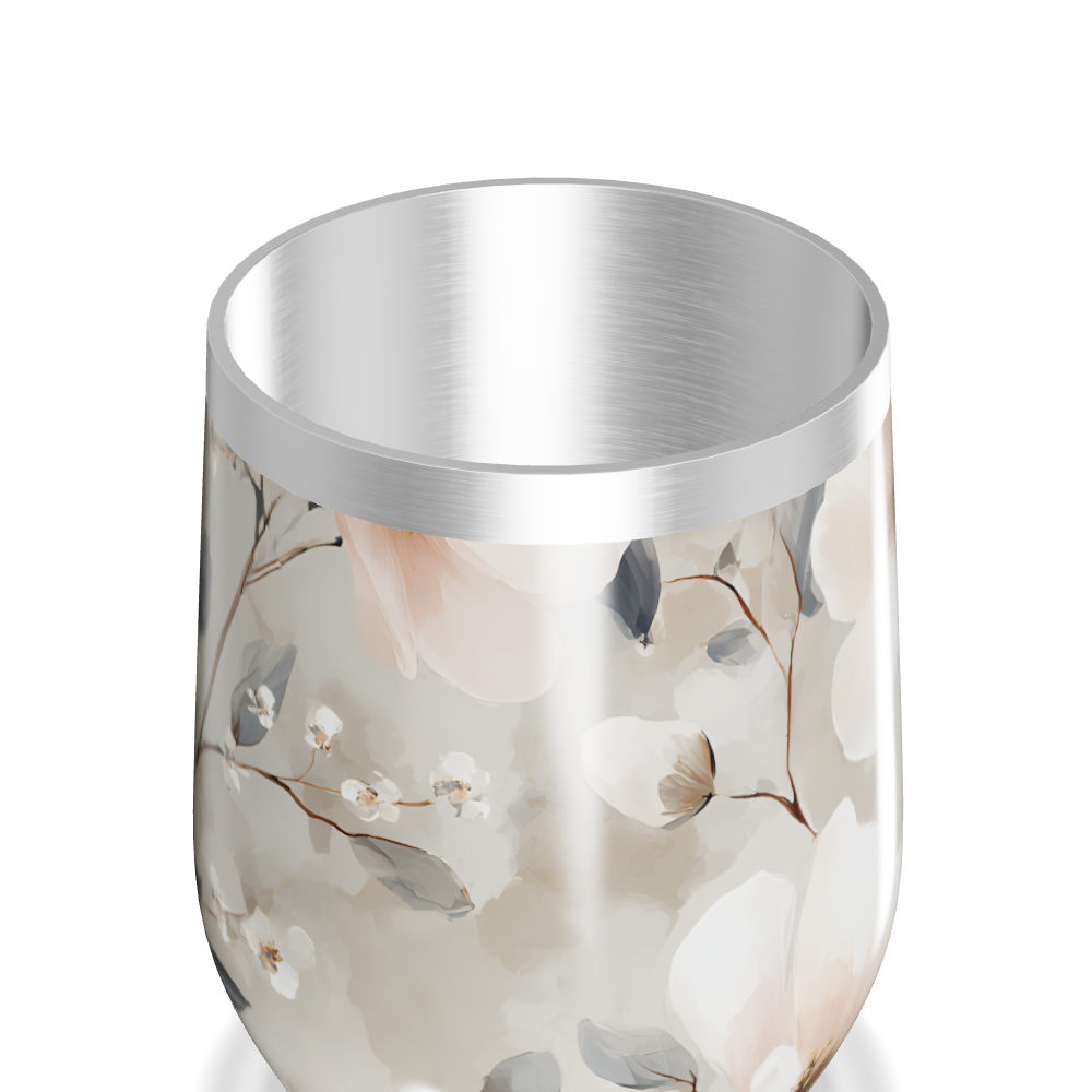 Copo Térmico Slim - Floral Bege Inox
