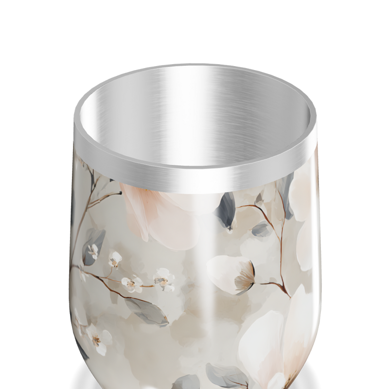 Copo Térmico Slim - Floral Bege Inox