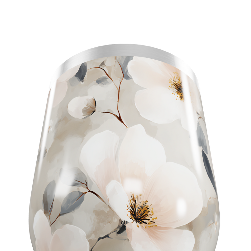 Copo Térmico Slim - Floral Bege Inox