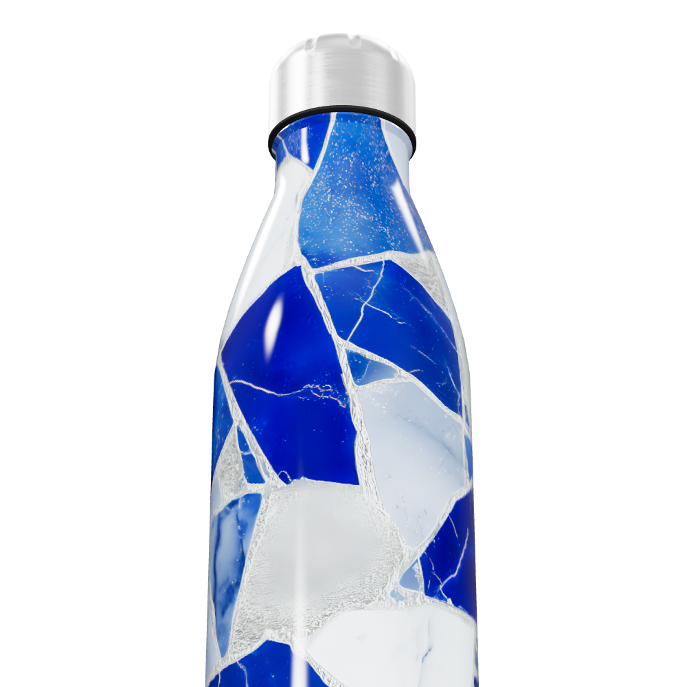 Garrafa Inox Azul - Estampa Geométrica