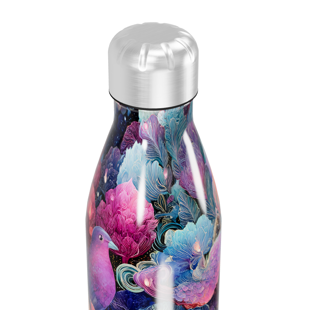 Garrafa Inox - Estampa Aves Coloridas