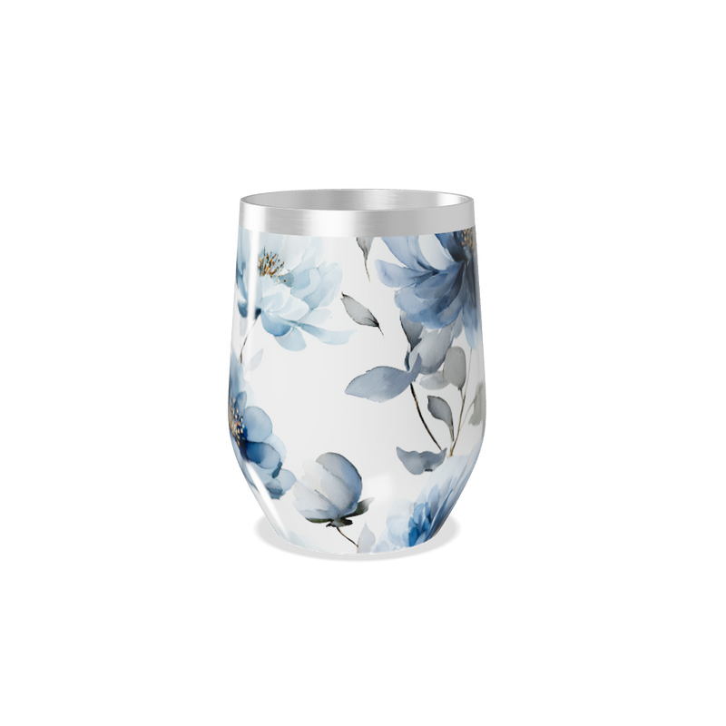 Copo Térmico Slim - Floral Azul Inox