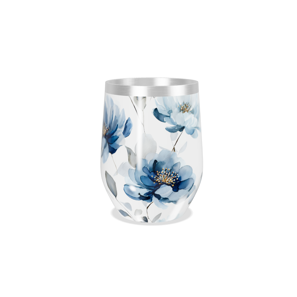 Copo Térmico Slim - Floral Azul Inox