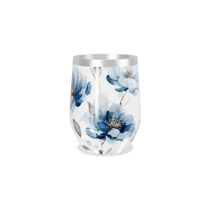 Copo Térmico Slim - Floral Azul Inox