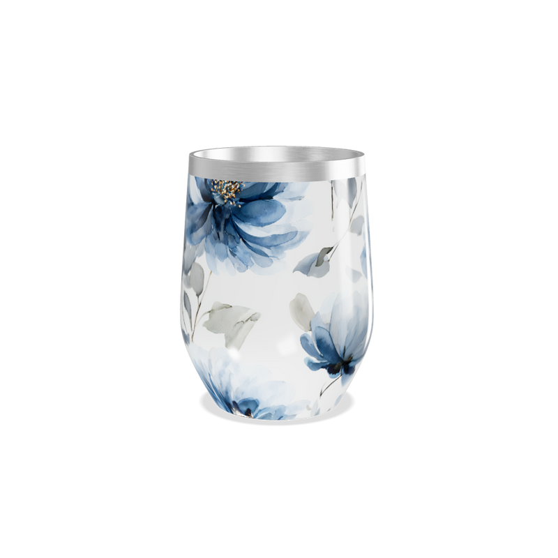 Copo Térmico Slim - Floral Azul Inox