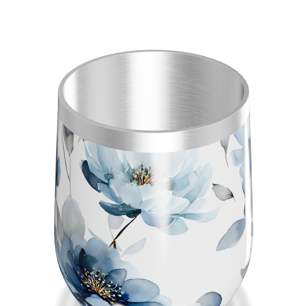 Copo Térmico Slim - Floral Azul Inox
