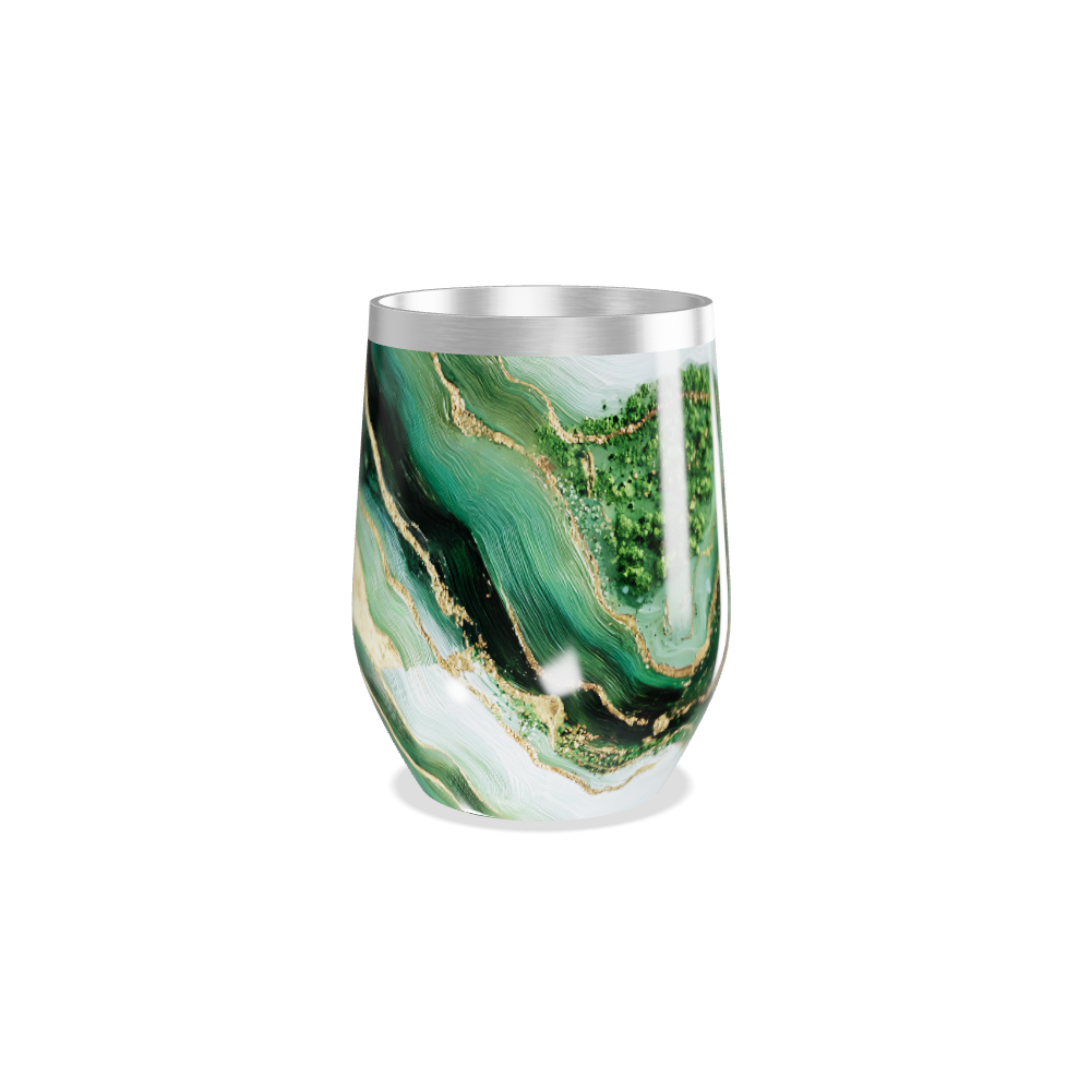 Copo Térmico Slim - Verde Mármore Elegante