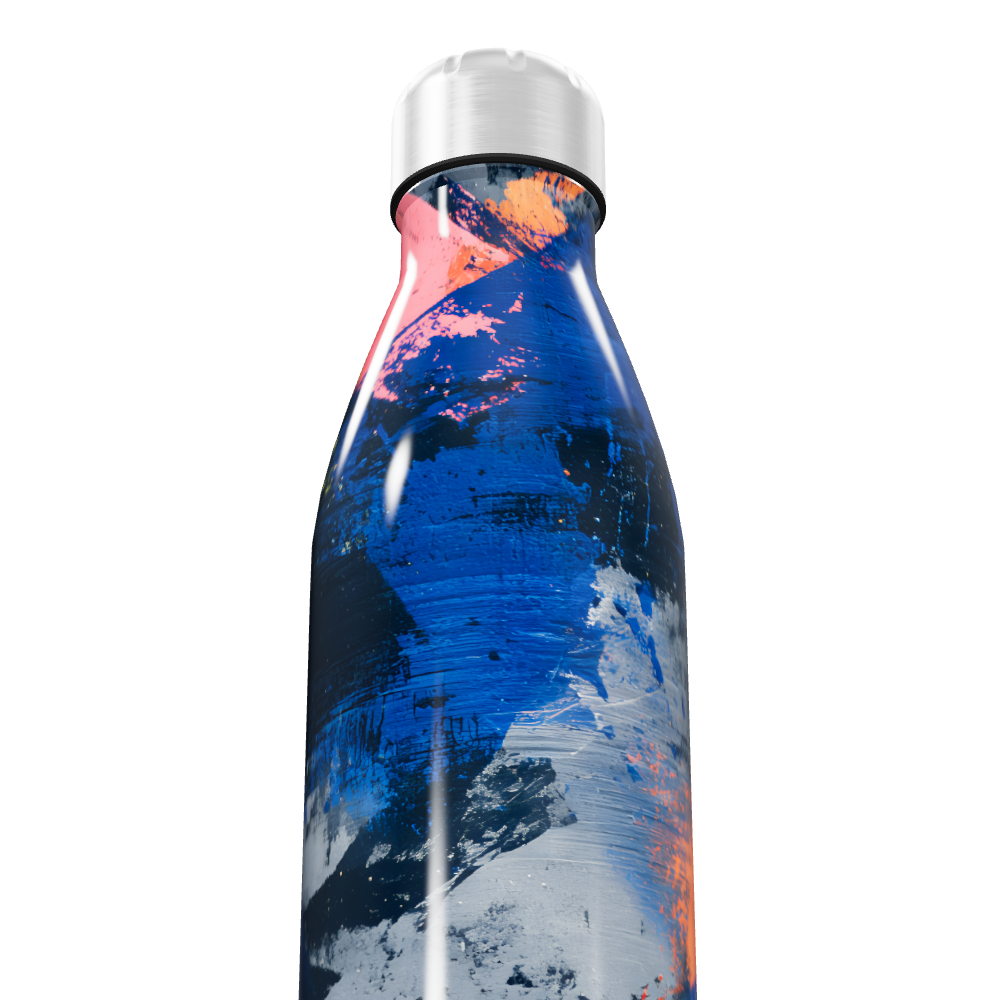 Garrafa Inox - Estampa Azul e Laranja