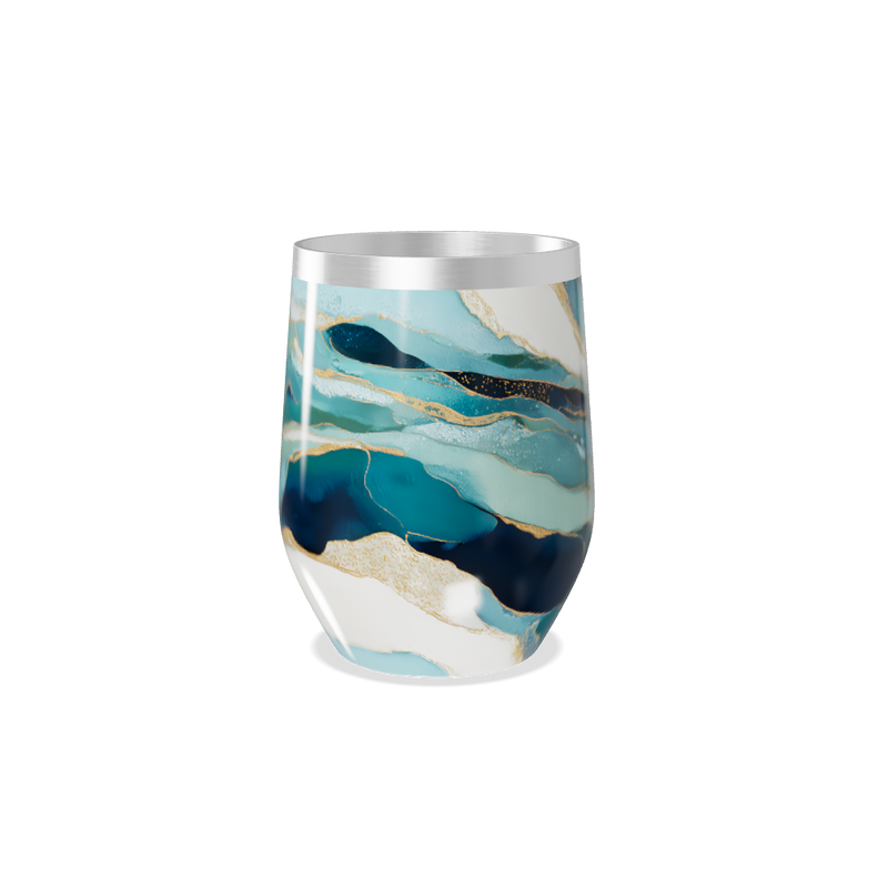 Copo Térmico Slim - Mármore Azul e Dourado