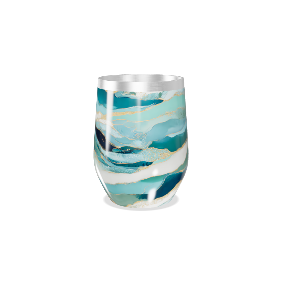 Copo Térmico Slim - Mármore Azul e Dourado