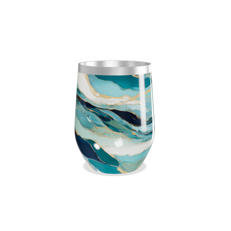 Copo Térmico Slim - Mármore Azul e Dourado