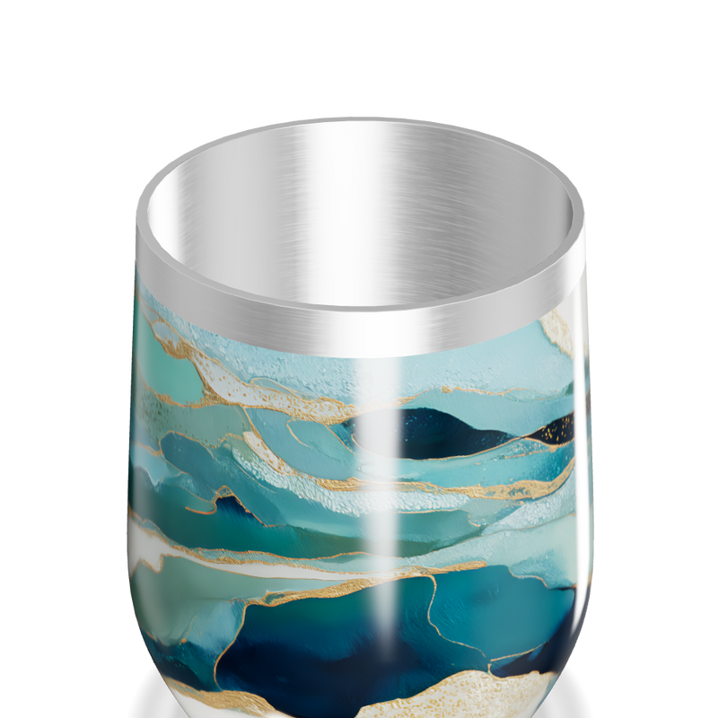 Copo Térmico Slim - Mármore Azul e Dourado