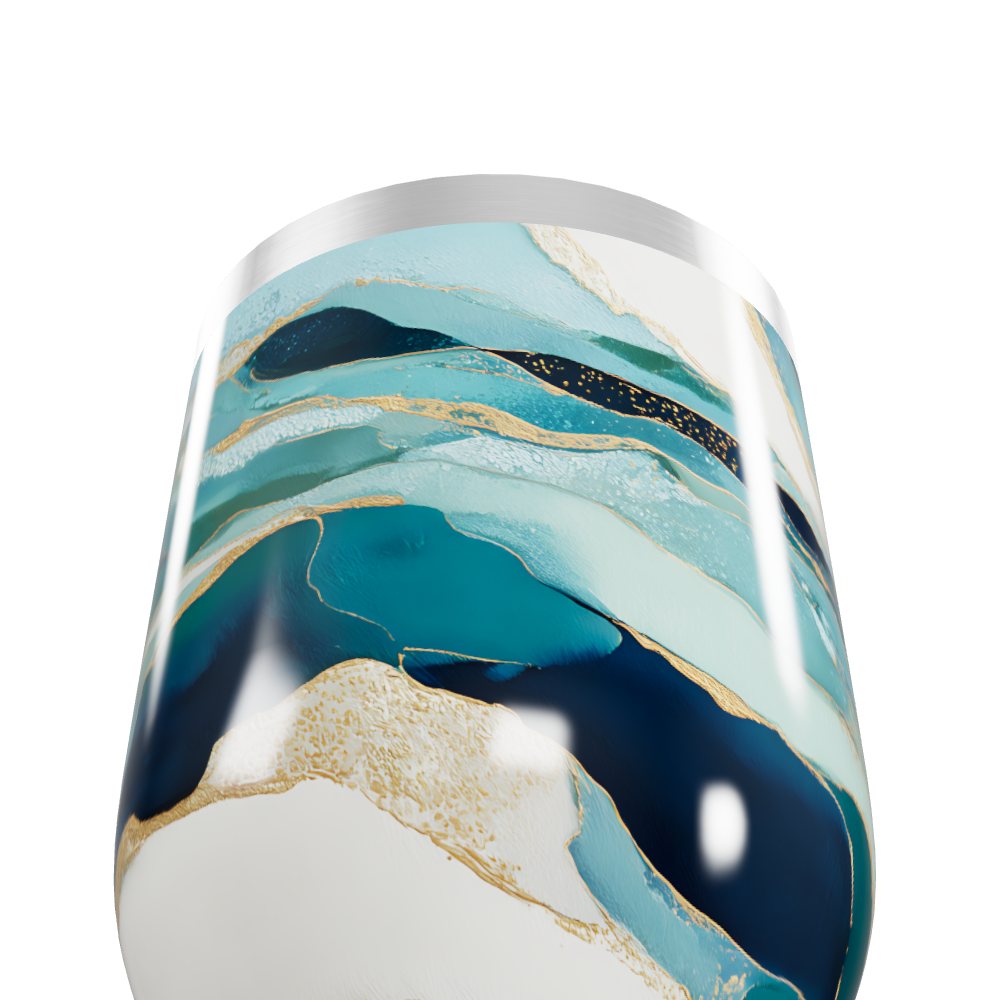 Copo Térmico Slim - Mármore Azul e Dourado