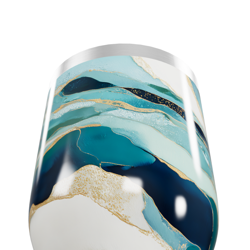 Copo Térmico Slim - Mármore Azul e Dourado