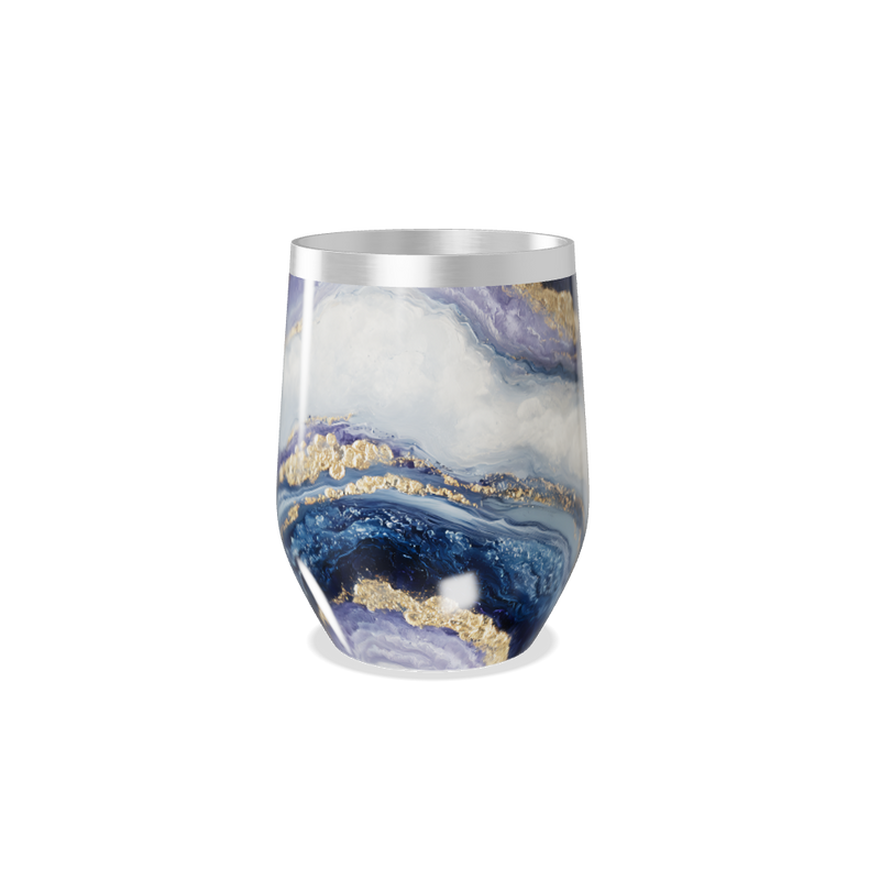 Copo Térmico Slim - Mármore Azul e Dourado