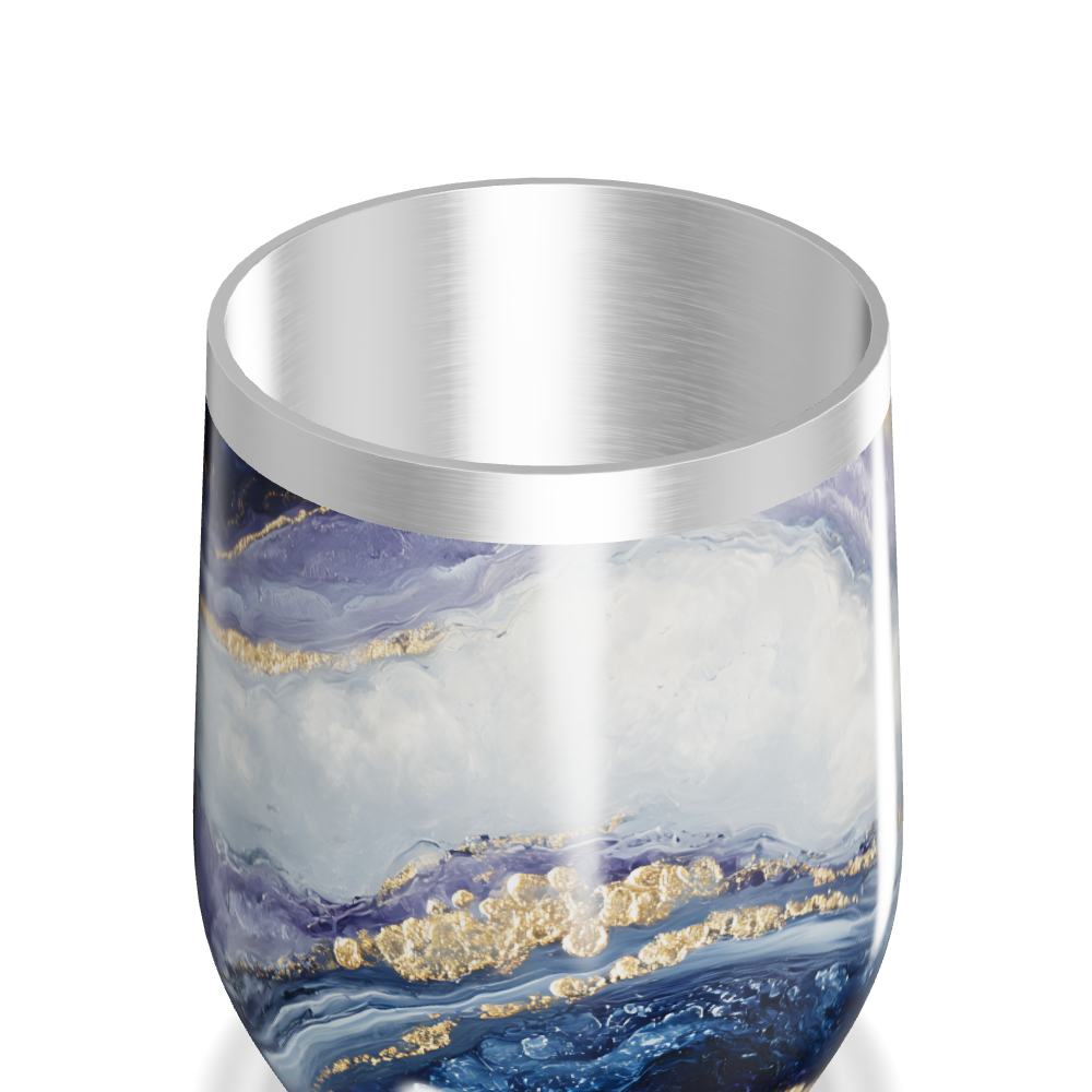 Copo Térmico Slim - Mármore Azul e Dourado