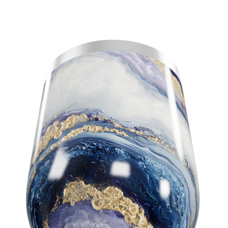 Copo Térmico Slim - Mármore Azul e Dourado