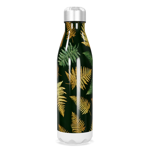 Garrafa Inox Folhas Verdes e Douradas