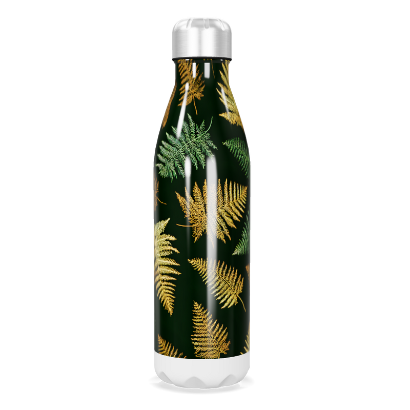 Garrafa Inox Folhas Verdes e Douradas