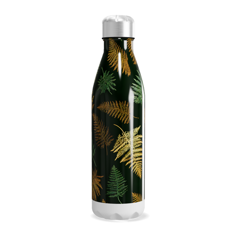 Garrafa Inox Folhas Verdes e Douradas