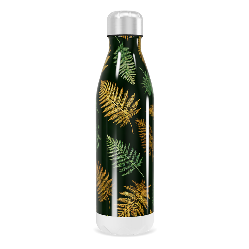 Garrafa Inox Folhas Verdes e Douradas