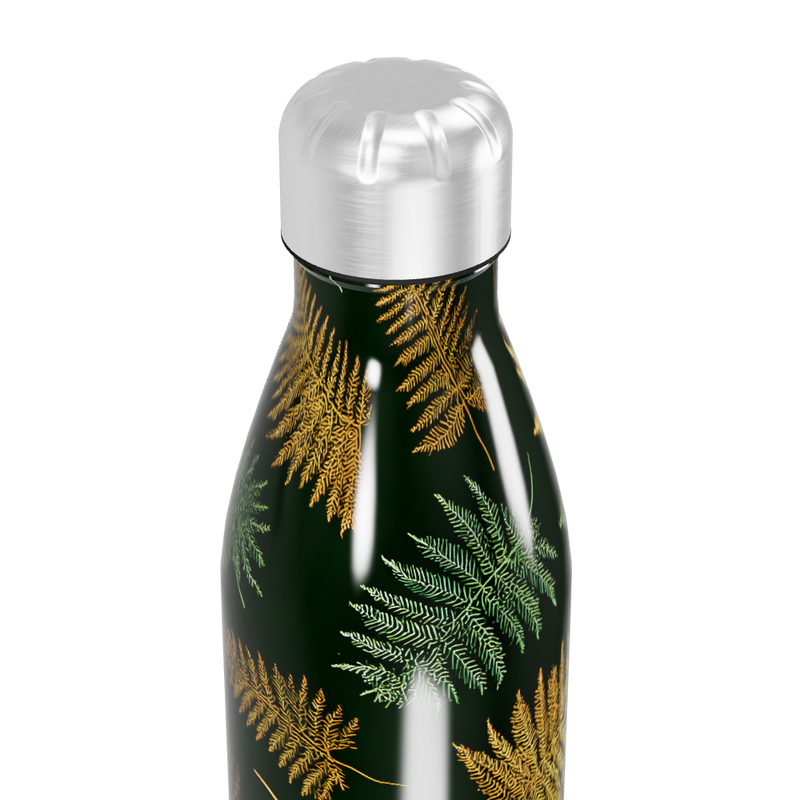 Garrafa Inox Folhas Verdes e Douradas