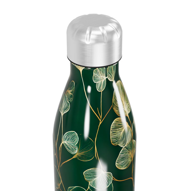 Garrafa Inox - Verde Estampada Folhagem