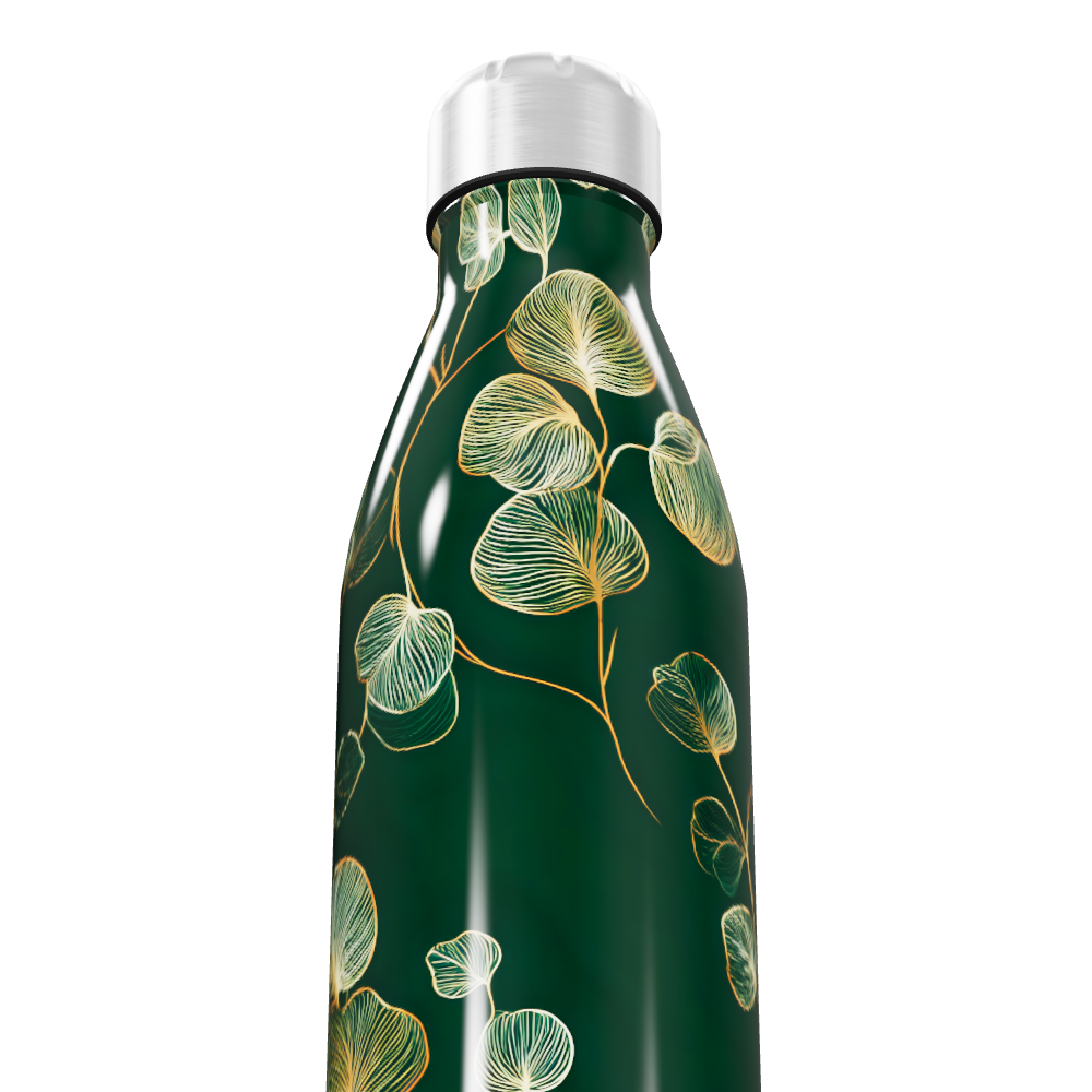 Garrafa Inox - Verde Estampada Folhagem