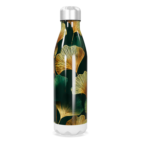 Garrafa Inox - Folhas Verde Dourado