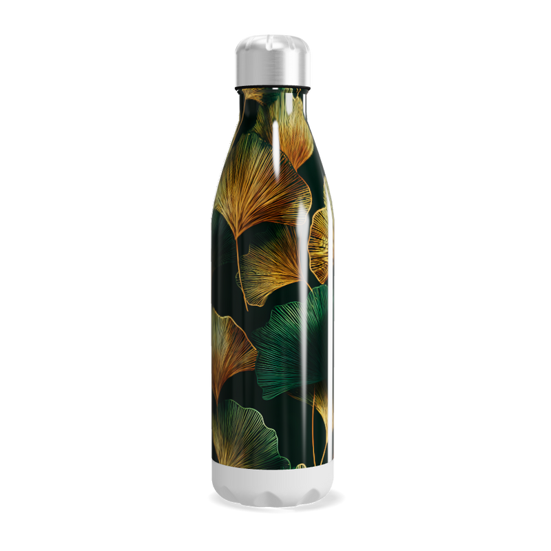 Garrafa Inox - Folhas Verde Dourado