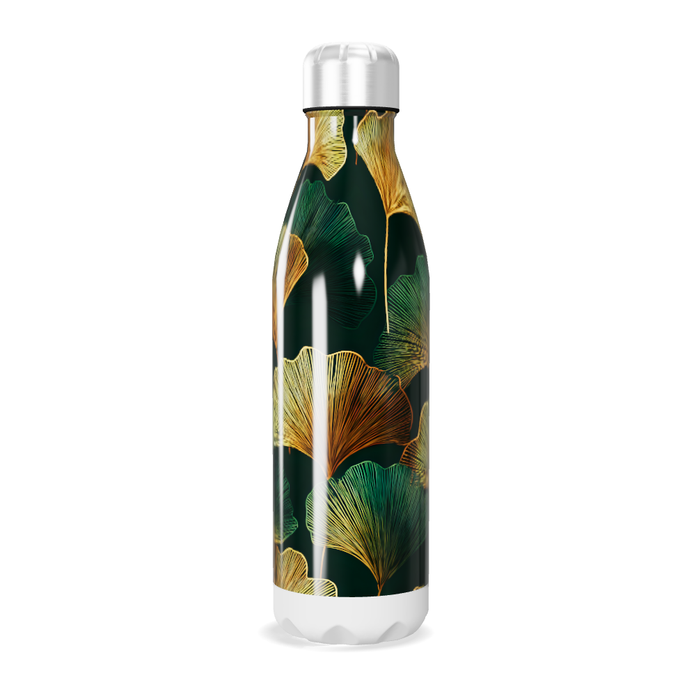 Garrafa Inox - Folhas Verde Dourado