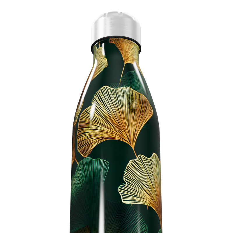 Garrafa Inox - Folhas Verde Dourado