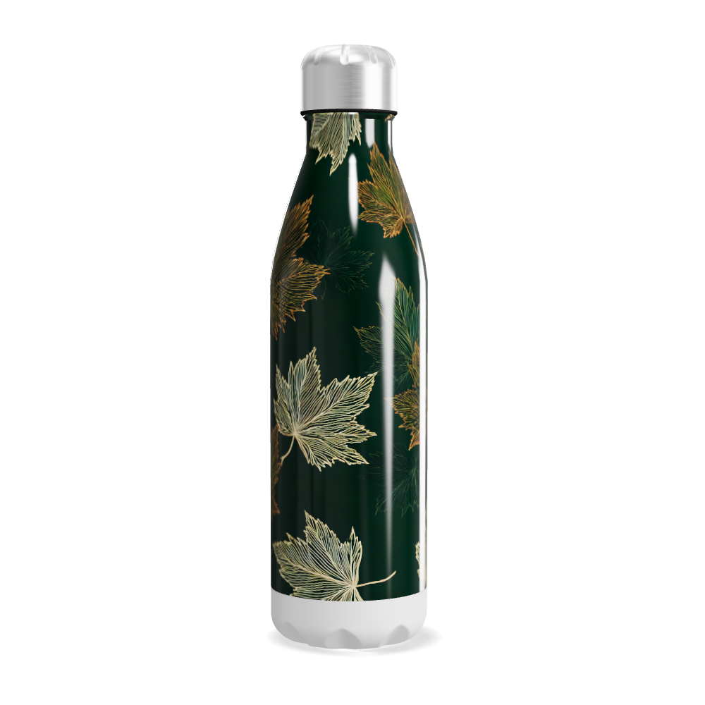 Garrafa Inox Folhas Verde Escuro