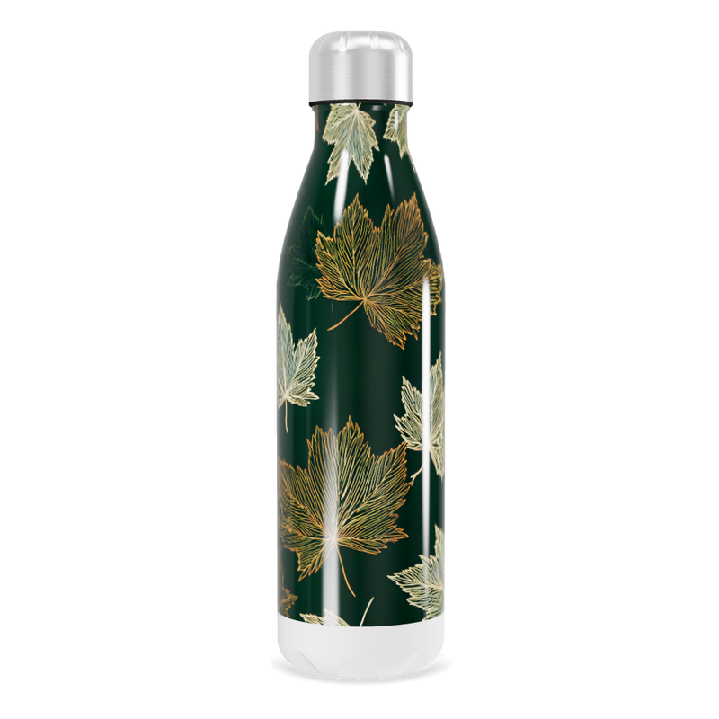 Garrafa Inox Folhas Verde Escuro