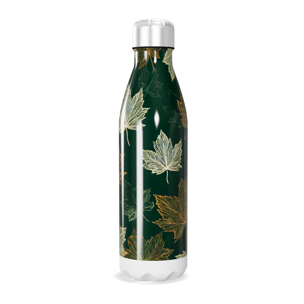 Garrafa Inox Folhas Verde Escuro