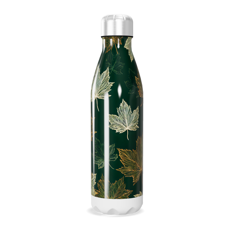 Garrafa Inox Folhas Verde Escuro