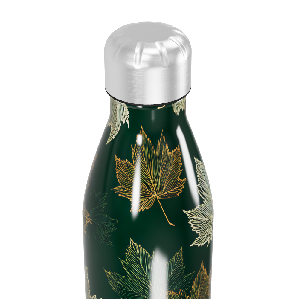 Garrafa Inox Folhas Verde Escuro