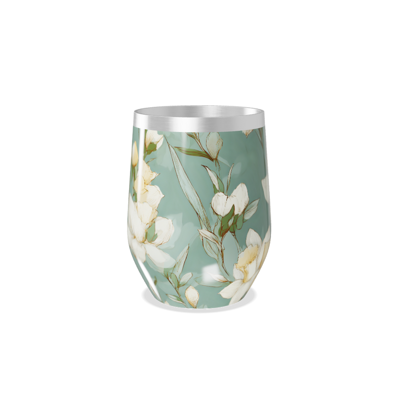 Copo Térmico Slim - Floral Verde Aço Inox