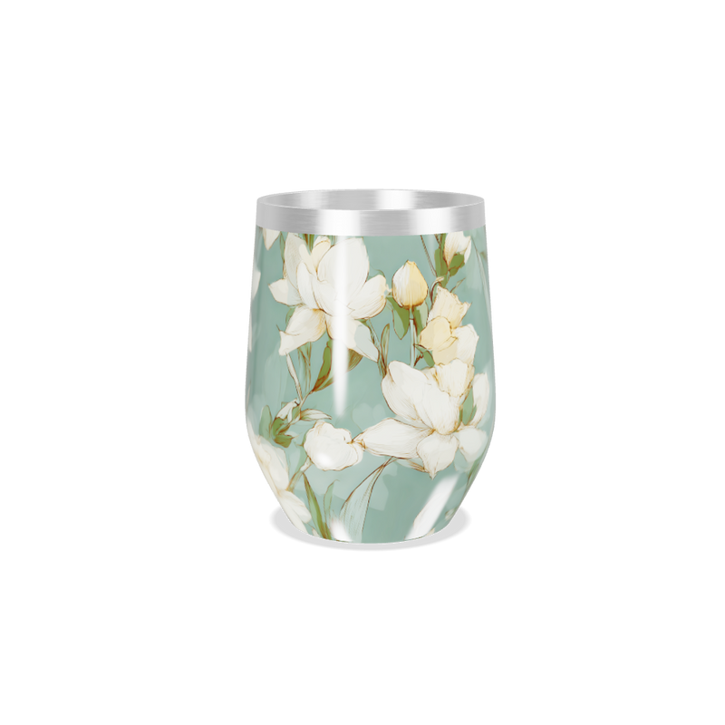 Copo Térmico Slim - Floral Verde Aço Inox