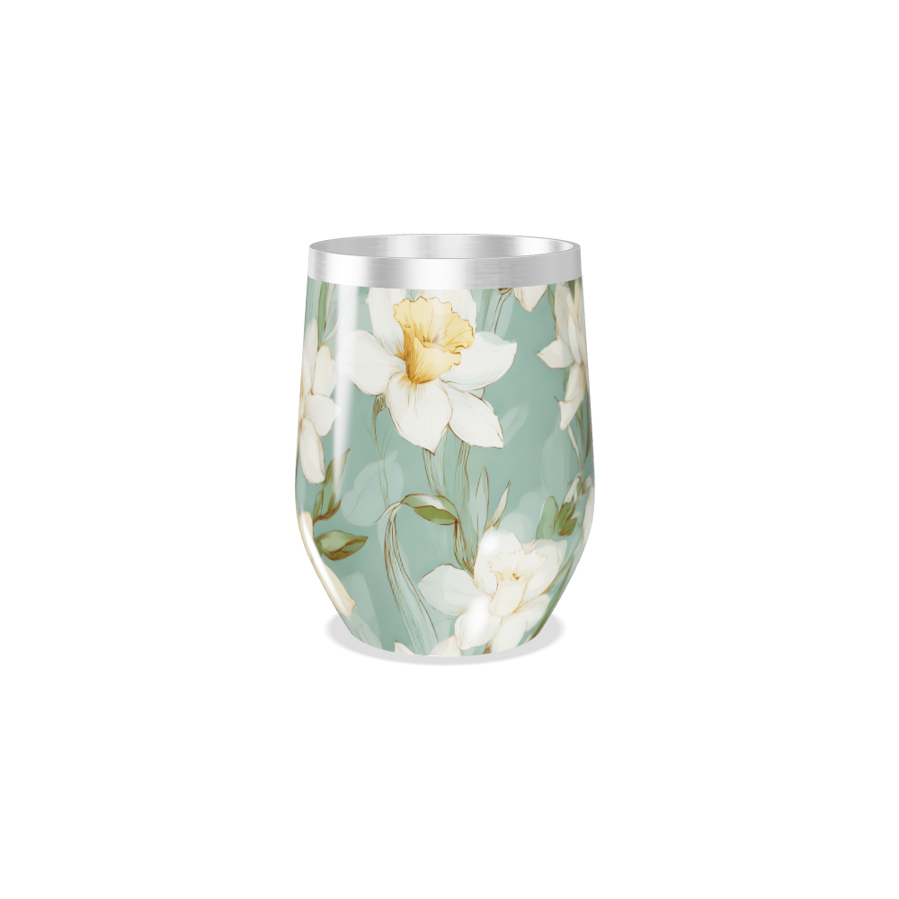 Copo Térmico Slim - Floral Verde Aço Inox