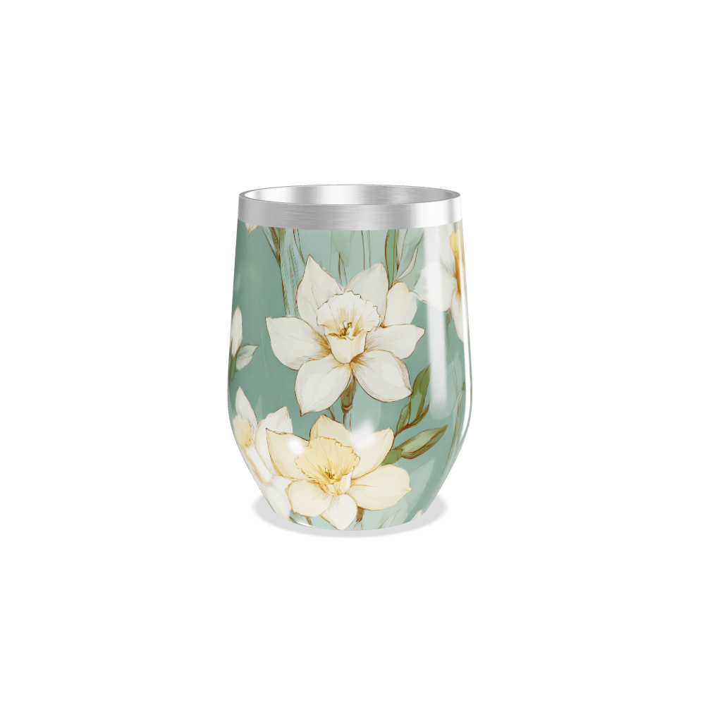 Copo Térmico Slim - Floral Verde Aço Inox