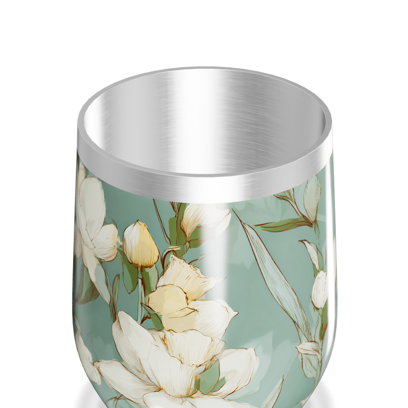 Copo Térmico Slim - Floral Verde Aço Inox